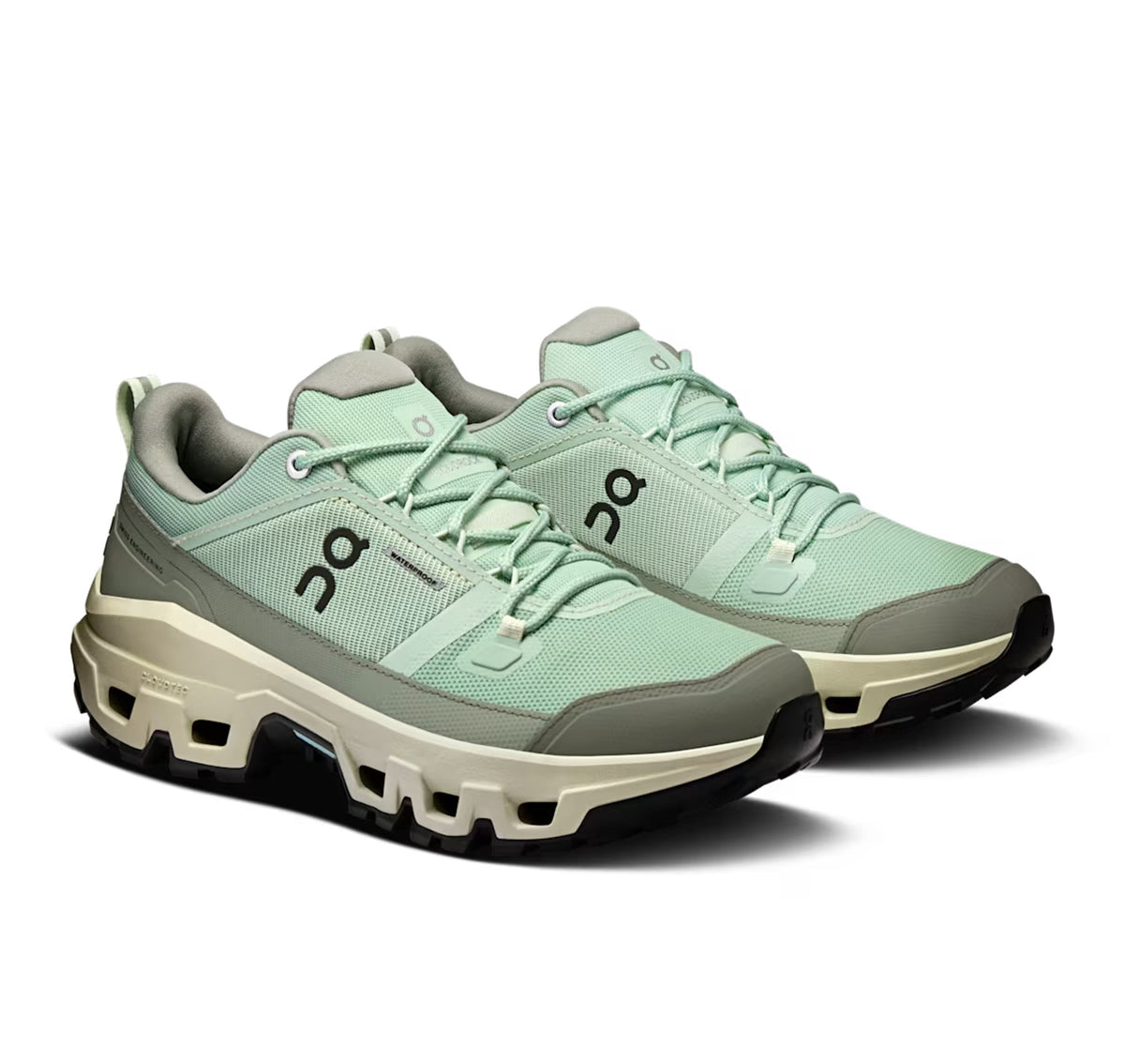 On Women's Cloudrock Low Waterproof Mineral/Aloe Hiking Shoes